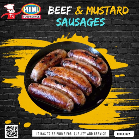 Prime Beef & Mustard Gourmet Sausages (500 Grams)